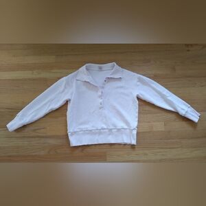 Negative Underwear Waffle Knit Half Button Collared Top Pale Pink Small